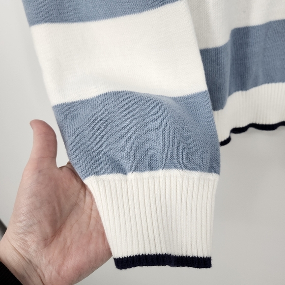 Blue Stripe Mens Full Zip Sweater Cardigan Size XXL‎ Frat Boy Prep Coastal - Picture 6 of 8